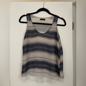 Calvin Klein Navy and Cream Striped Tank